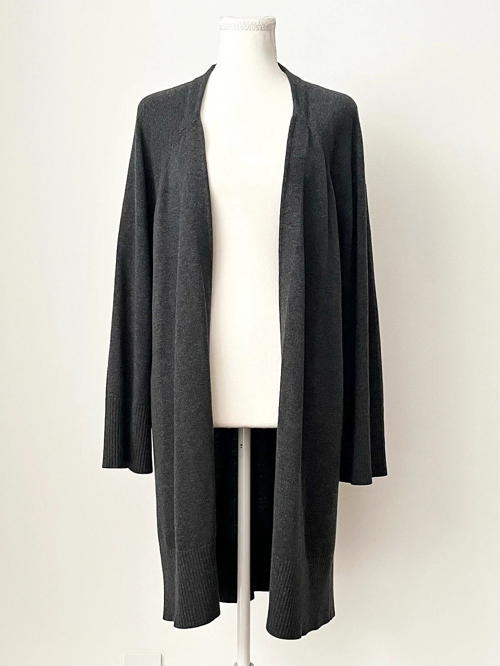 Wilfred Free Aritzia Women's Open Front Long Cardigan Sweater Gray Size M Wool